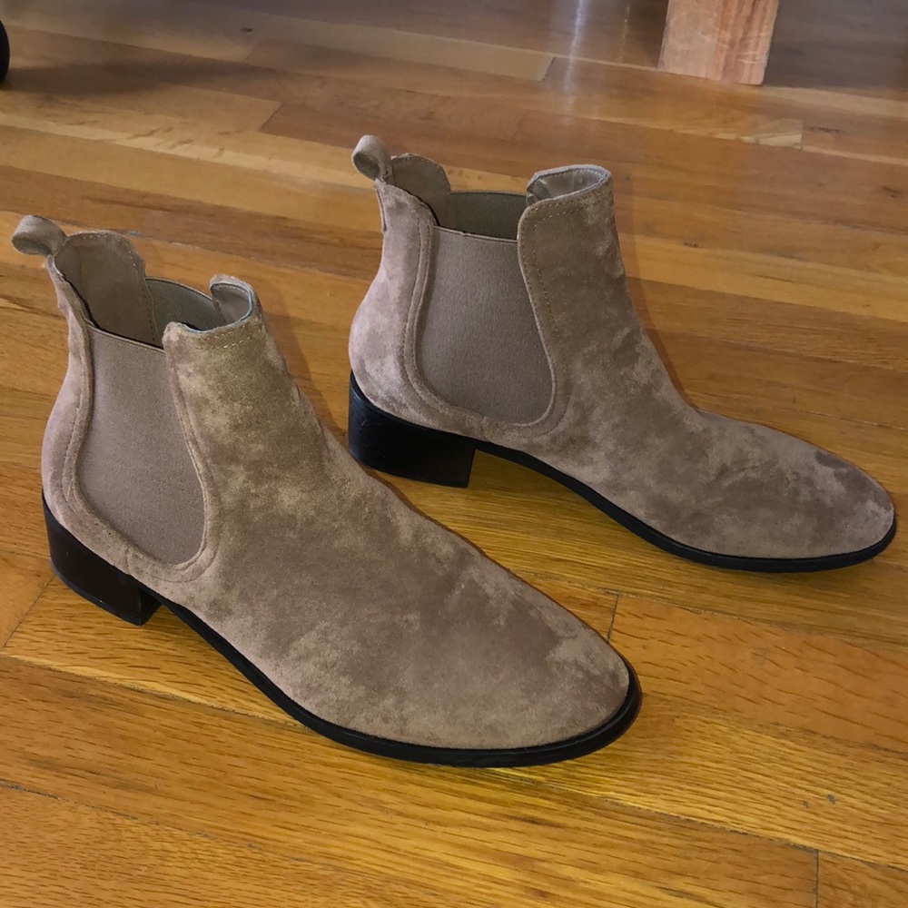 Tan suede booties